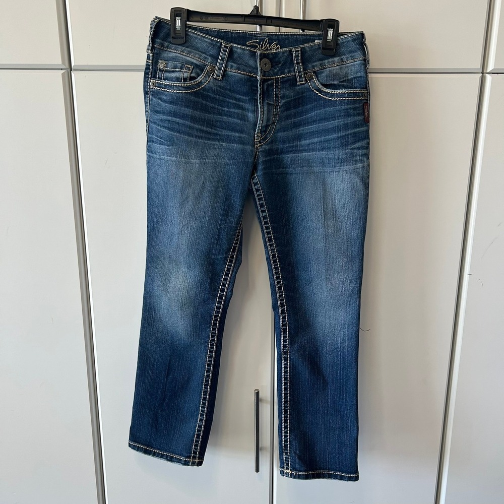 Silver Jeans Co Suki Capri Womens 29 Blue Denim Mid Rise‎ L9996SAF334 Z7275